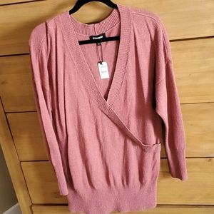 Express Oversized V-Neck Sweater - Mauve